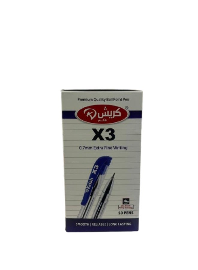 كريش قلم حبر جاف كريش X3 بقبضة حمراء حبر أزرق 0.7 مم كتابة سلسة - Image 2